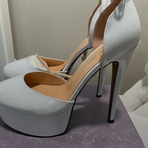 White Platform Stiletto Heels Size 10 With A Pair  Of New Givenchy Pantyhose